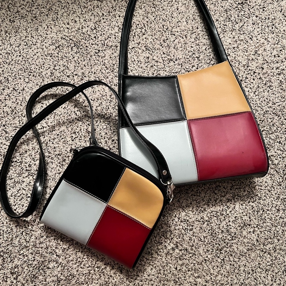 Color Block Shoulder and Crossbody Bag Set